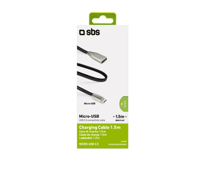Kabel SBS microUSB - USB 1,5m metalowe koncówki